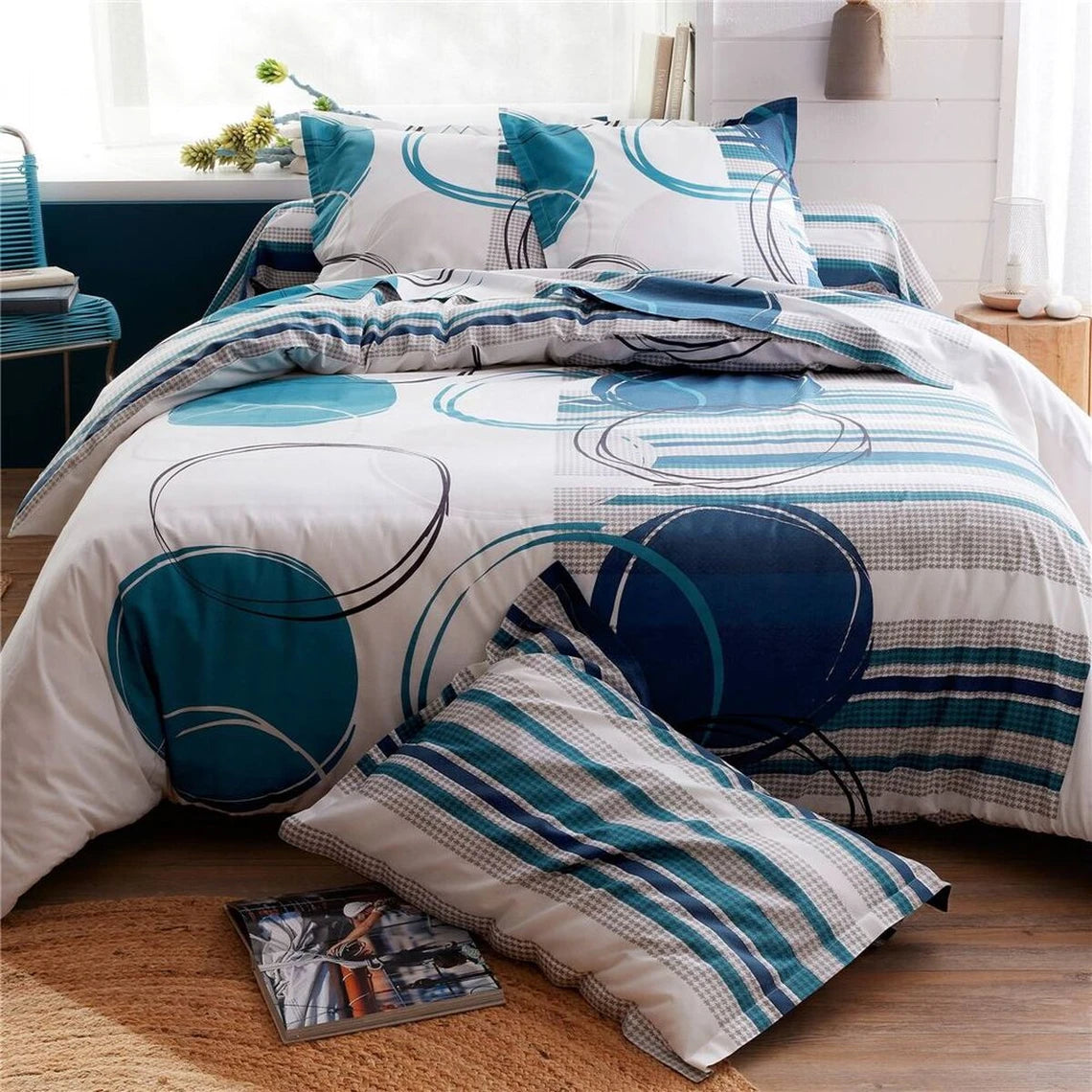 Taie d'oreiller 65x65 avec motif gamme cap été