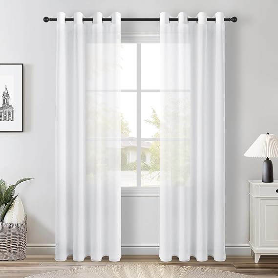 Voilage/voilage Topfinel effet lin, lot de 2 taille 140 x 225 cm