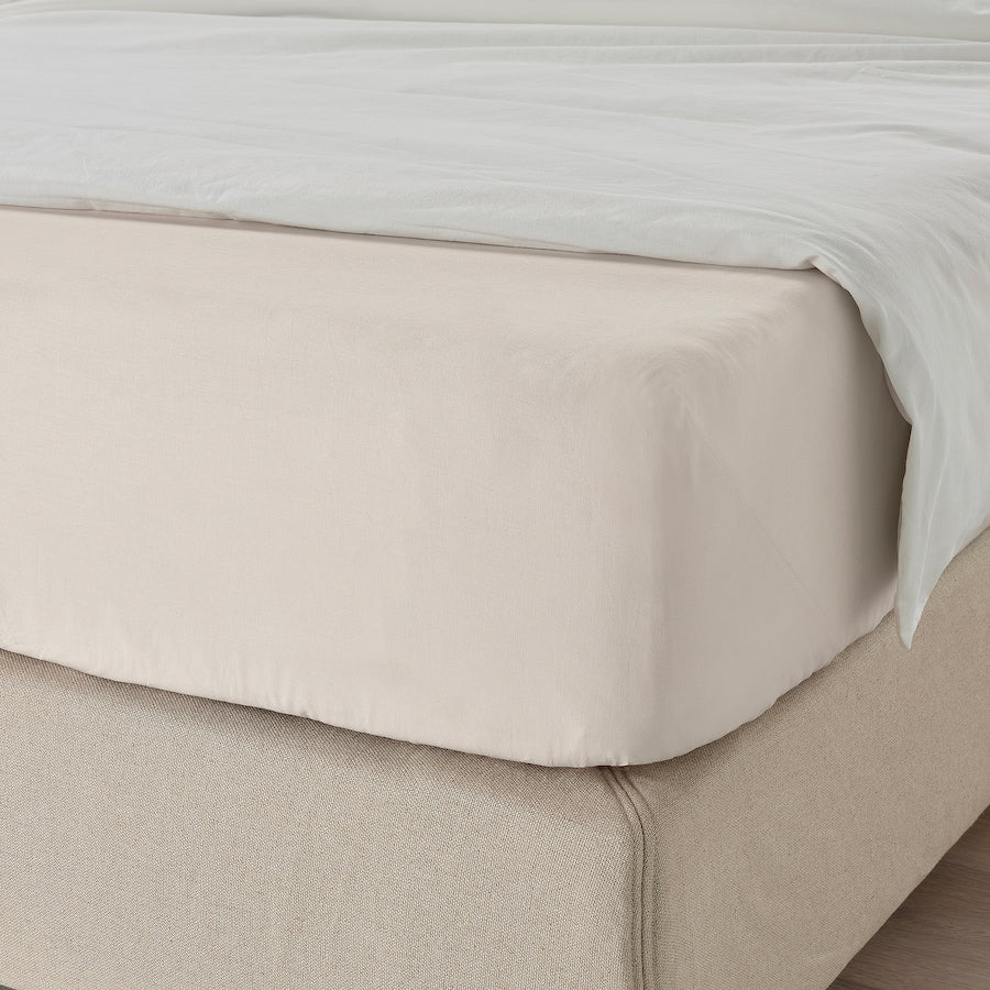 Drap housse beige 160x200x26cm