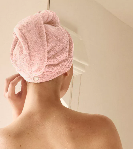 Serviette Éponge cheveux Turbante Linvosges rose poudre