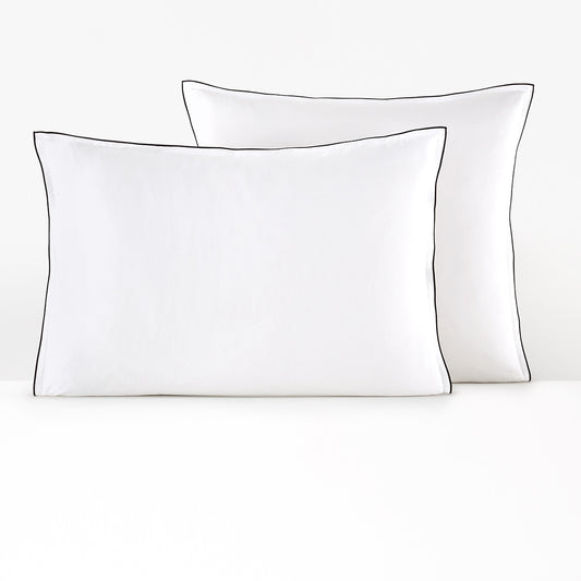 Taie d'oreiller satin de coton lavé, Victor uni blanc